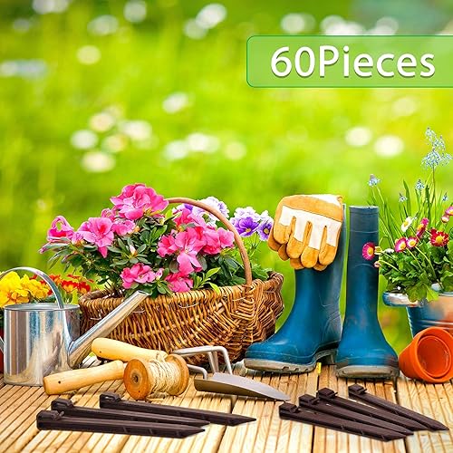 Miniatura 4 de Mudder Estacas de plástico para el suelo, estacas de plástico para bordes de paisaje, picos de anclaje marrones para bordes, tablero de terraza y