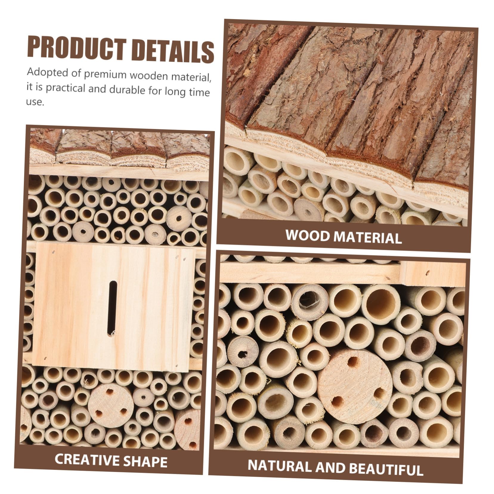 Casetta per Insetti in Legno Beige Stile Baita da Giardino | Adatta e Api, Aiuta ad Attirare Insetti Utili, Decorazione per Cortile Naturale