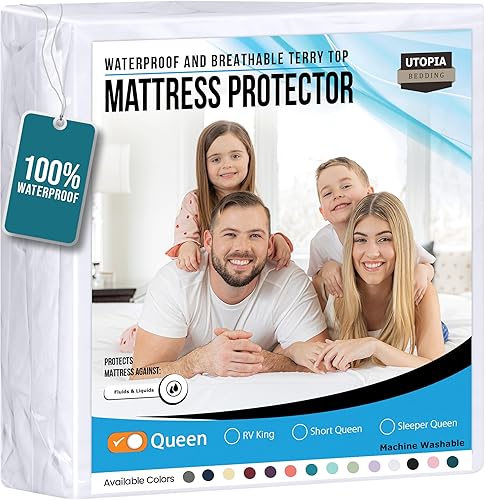 Utopia Bedding Protector premium de colchón impermeable Funda de colchón ajustable transpirable
