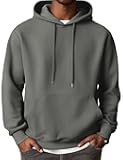 Men's Hooded Sweatshirts Long Sleeve Casual Waffle Knit Pullover Hoodies with Kanga Pocket