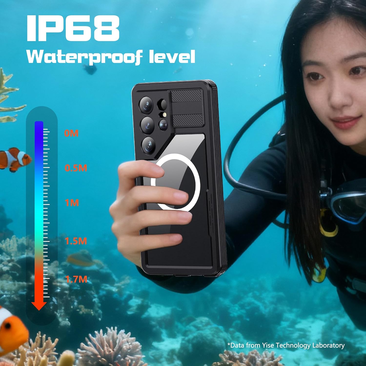 for Samsung Galaxy S26 Ultra Case, [Built-in Screen Protector] [IP68 Waterproof Dustproof] [Compatible with MagSafe] Rugged Full Body Underwater Protective Cover for Galaxy S26 Ultra 5G - Black