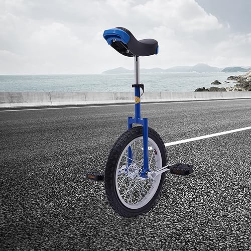 Miniatura 135 de Monociclo de rueda, bicicleta de una rueda con borde y pedales, monociclos de acero modernos para edades unisex de 10 a 60 años, entrenamiento