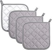 Vista 31 de Joyhalo Paquete de 4 agarraderas para ollas de cocina, agarraderas de horno de algodón con gran resistencia al calor, almohadillas térmicas