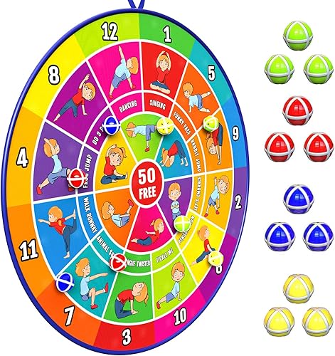 BooTaa Tablero de dardos grande de 20 pulgadas para niños, tablero de dardos para niños con bolas adhesivas, juguetes para niños y niñas, para