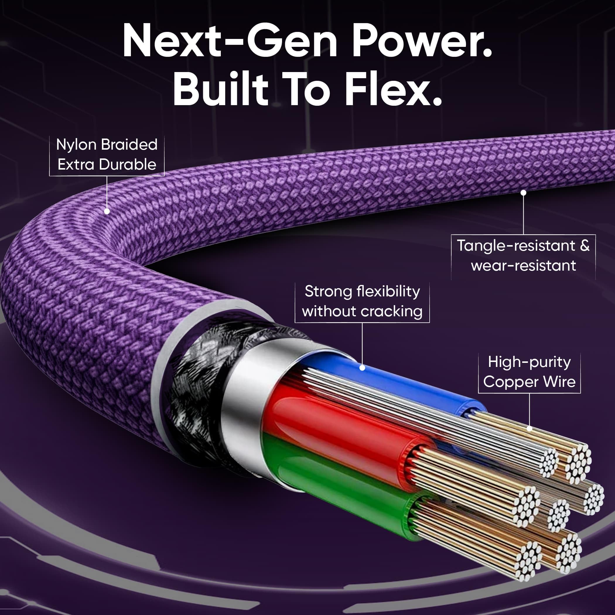 USB Cable Type C to C 180° Rotation PD 240W (2- Pack 6+6ft) USB2.0 480MBPS & Data Transfer Cable Phone Charge Cord for Type C Devices (Purple): 3FT X2 Purple