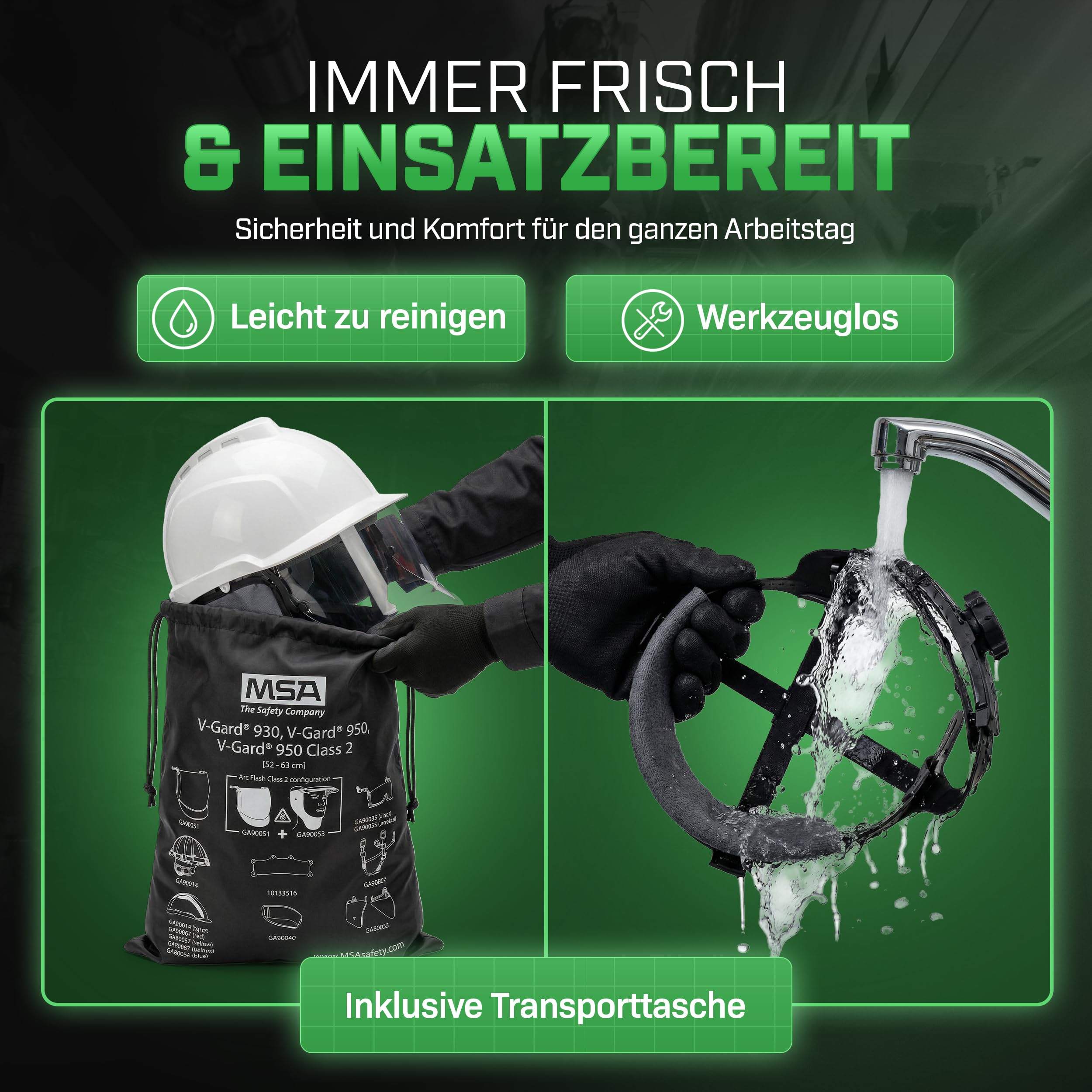 MSA V-Gard 950 Elektriker-Set - unbelüfteter Schutzhelm mit Störlichtbogen-Visier (Klasse 2) - Helm mit Hals- und Ohrklappen