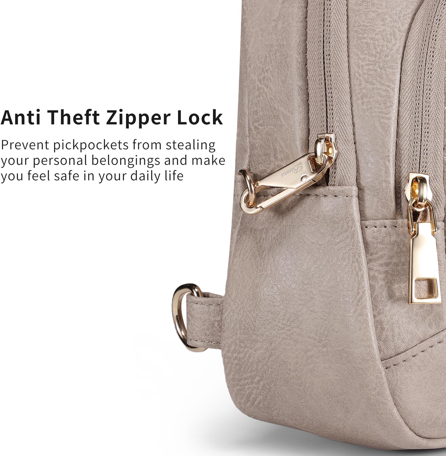Crossbody Bags for Women Anti Theft Small Sling Handbag with Zipper Lock Vegan Leather RFID Blocking Chest Pure