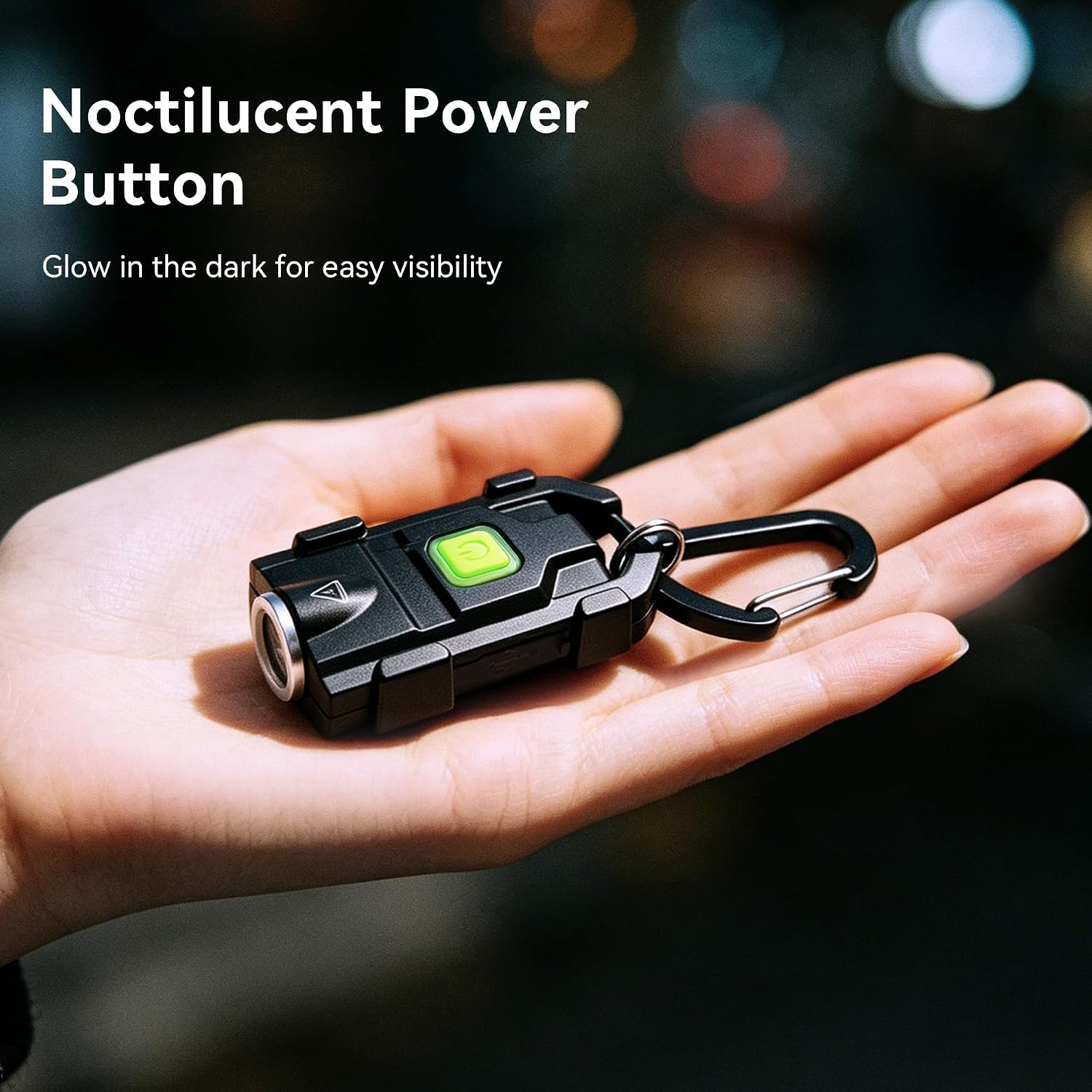 lexall H8 Keychain Flashlight, 500LM USB-C Mini EDC Light with Cap Clip | Rechargeable Pocket Light, Aircraft Aluminum, 3 Modes, Carabiner, Glow-in-Dark Button