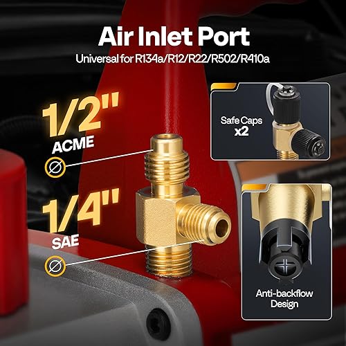 Miniatura 2 de VIVOHOME Bomba de vacío de aire HVAC de doble etapa de 110V 12 HP 5 CFM con botella de aceite, color rojo