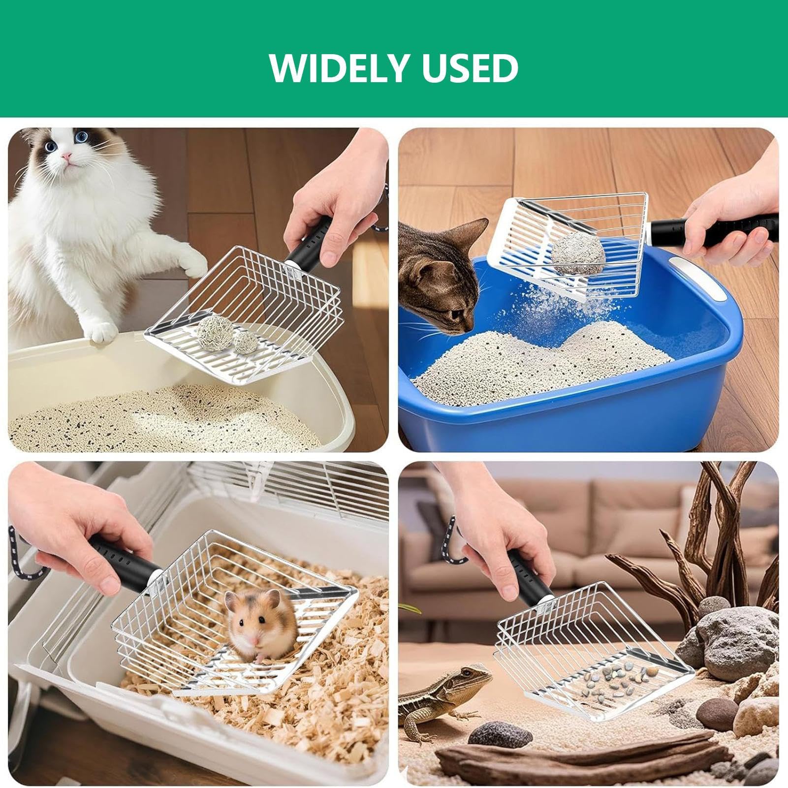Pala para Arena de Gatos, Recogedor de excrementos Gato con Soporte, Herramienta Limpieza rápida for Gatitos, Conejos, Pollitos y Perros