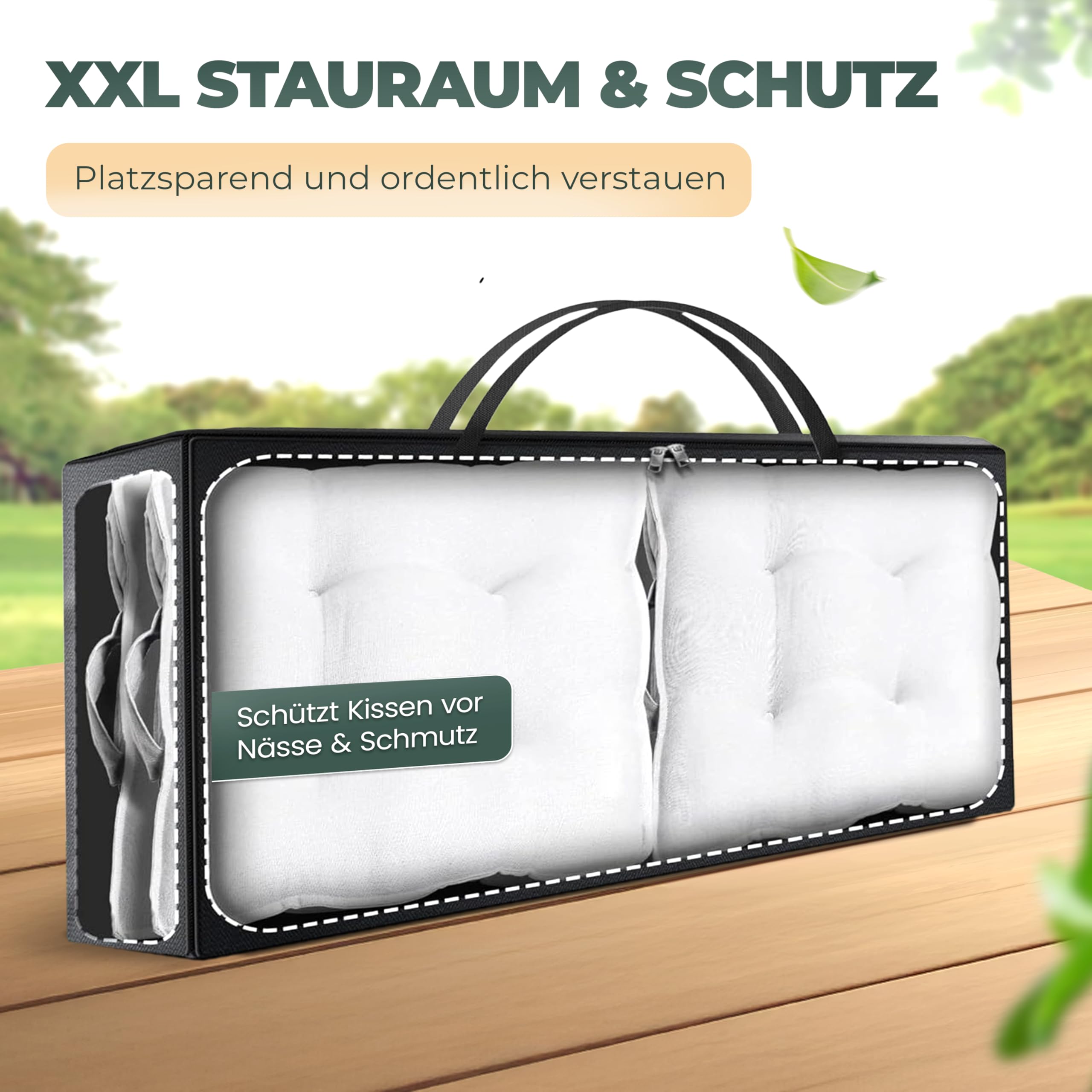Borsa portaoggetti XXL 180 x 60 x 80 cm per cuscini da giardino, copriletti, vestiti, imbottitura da giardino, biancheria da letto, vestiti, grande borsa impermeabile con chiusura lampo