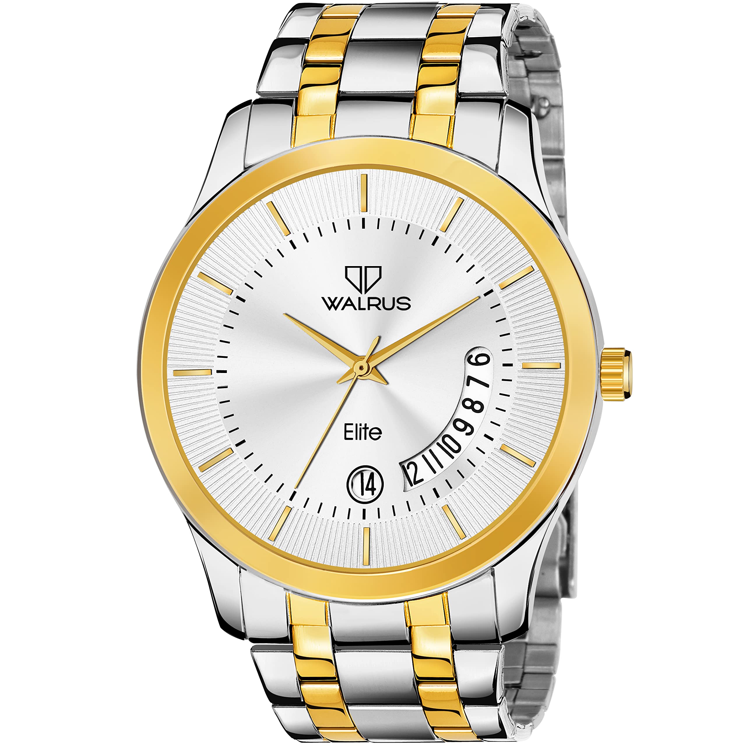 Walrus Silver Dial Analog Day Date Function Stainless Steel Chain Wrist Watch for Men with Push Button Lock (B0C4L5NWPT) Amazon Price History, Amazon Price Tracker