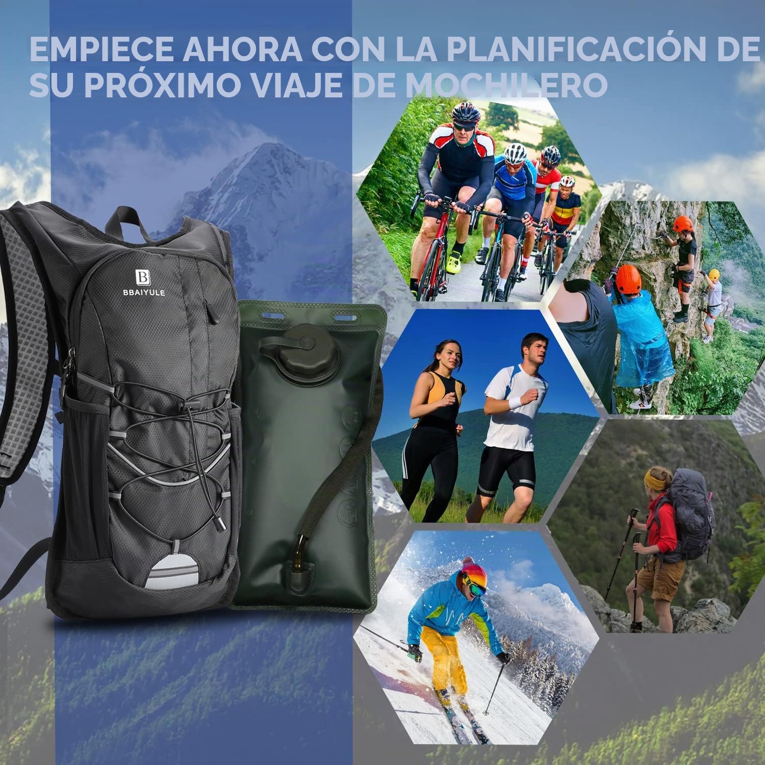 mochila de hidratación con vejiga de hidratación 2L, sin BPA| mochila de ciclismo con reflectores | mochila con sistema de hidratación |mochila de running ultraligera 380g| running, bicicleta