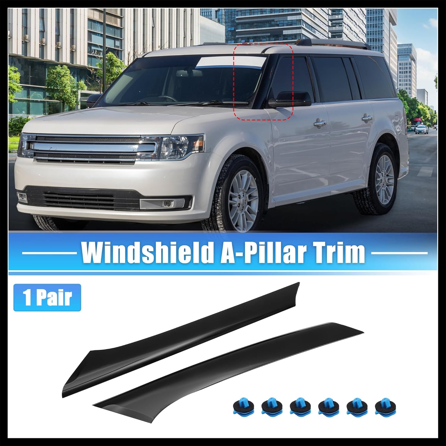 Pair Windshield A-Pillar Trim Panel for Ford Flex 2009-2019 Driver and Passenger Outer Side Replaces BA8Z-7403145-AA BA8Z-7403136-AA Front Left and Right A Pillar Durable Material