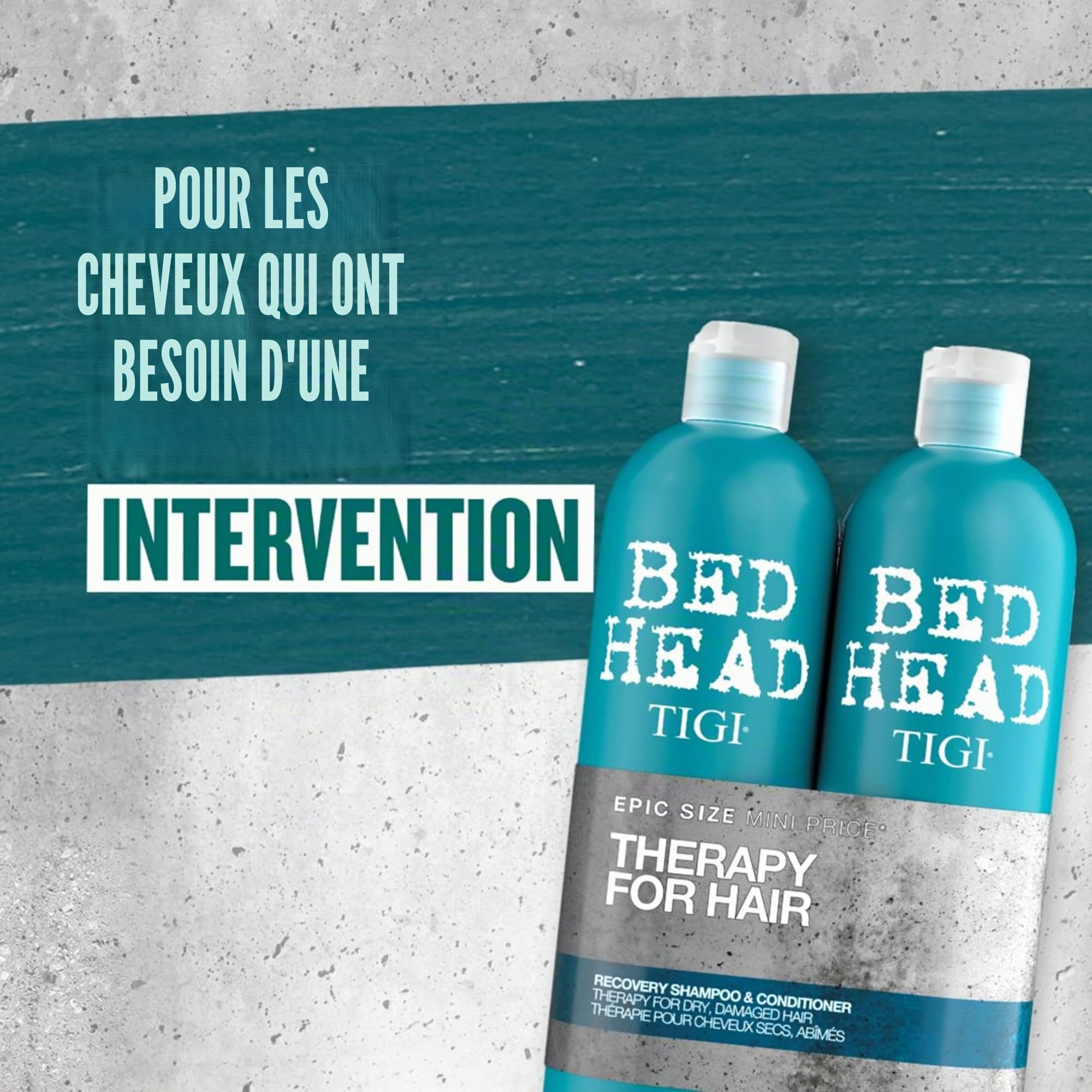 Bed Head by TIGI Recovery Shampoo & Conditioner Set, duo shampoing et après-shampoing hydratant 2 x 750 ml pour cheveux secs et abîmés, soin anti-frisottis et protection couleur