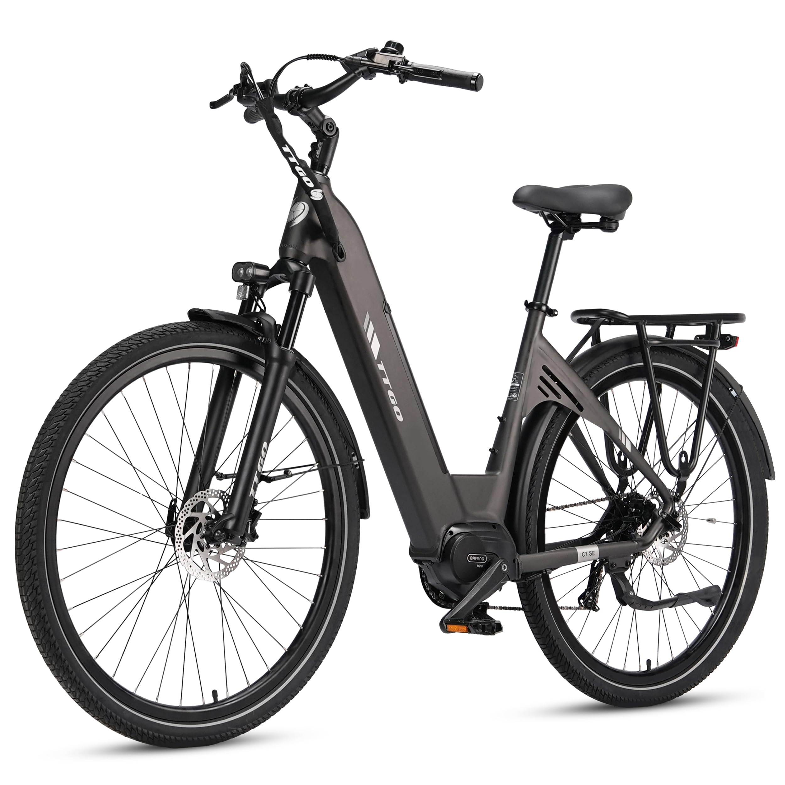ttgo C7 SE Vélo électrique 28" pour homme et femme avec moteur central de 250 W, batterie 36 V 18 Ah, 9 vitesses jusqu'à 25 km/h, portée de 130 à 150 km, freins à disque hydrauliques