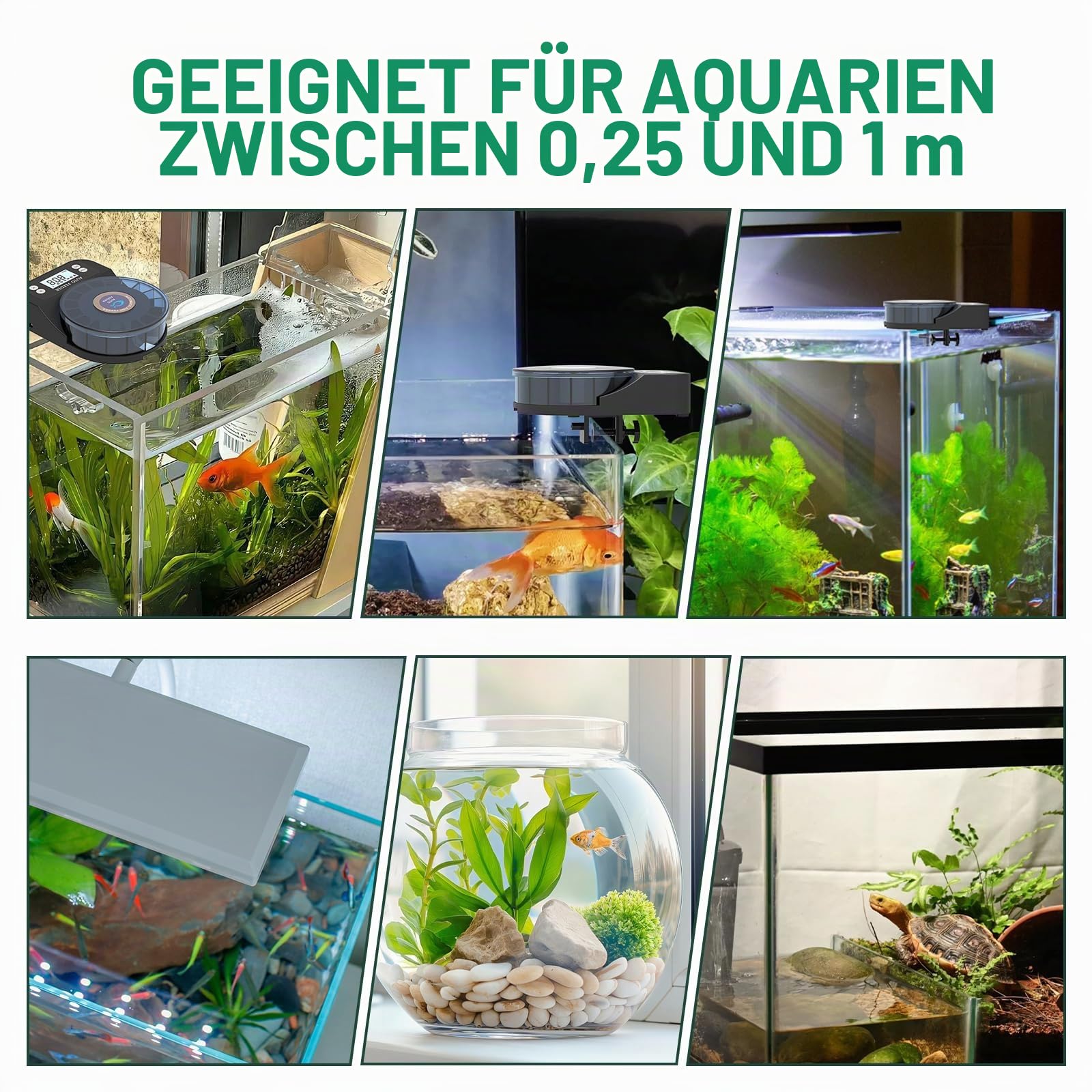 60 ml Automatischer Futterspender für Aquarienfische, Aquariumzubehör, Futterautomat mit Timer, wiederaufladbarer Futterspender mit Timer, mit USB-Kabel, LCD-Display