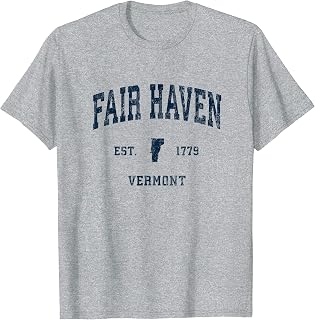 Fair Haven Vermont VT Vintage Athletic Navy Sports Design T-Shirt