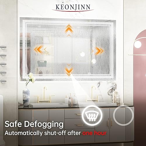 Vista 16 de Keonjinn - Espejo iluminado para el baño con luz LED, para montar en pared, diversos tamaños (vertical/horizontal)