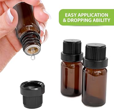 Wholesale Essential Oil Bottles Bulk - 270 Amber glass bottles With Caps and Droppers for Essential Oils, Aromatherapy, Perfume Samples, Mini 10 ml Glass Vials | Complete Carrier Oil Kit, DIY.