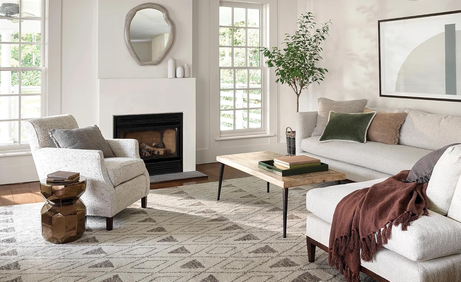 Dash and Albert Masinissa Wool Area Rug - 8.5 X 11.5 Neutral Spotted Hand Knotted Accent Rug - Durable, High Pile, Living Room, Dining Room, Bedroom - Premium Luxury Hotel Quality Soft Breathable