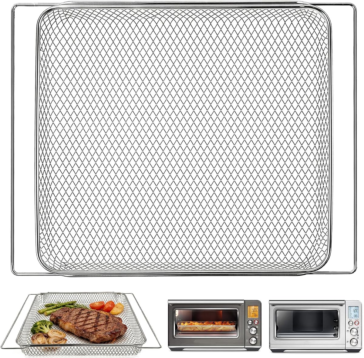 Air Fryer Basket Tray Rack Set for Breville BOV845BSS Smart Oven Pro Countertop Oven BOV860BSS Smart Oven Air Fryer,Replacement Parts Baskets Accessories for Breville Air Fryer Toaster Oven
