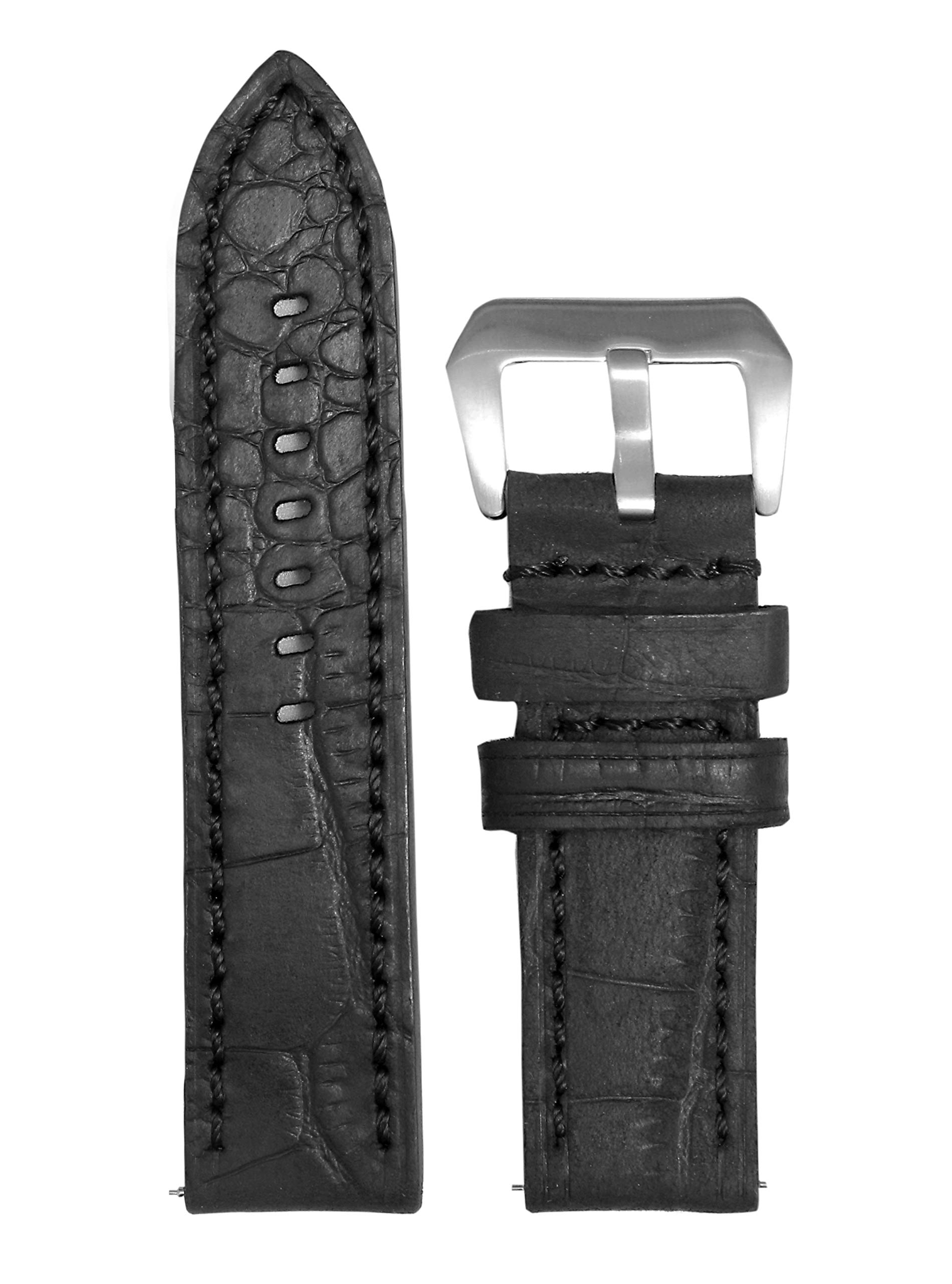 EXOR Retro Style Black colour leather watch strap with Cutt Edge Finish of 24 MM genuine Watch leather Strap/band for men and women (B08FH8JCWW) Amazon Price History, Amazon Price Tracker