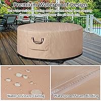 Vista 5 de QH.HOME Cubierta redonda para hoguera, 41-44 pulgadas, resistente 900D, resistente al desgarro, resistente a los rayos UV, impermeable y resistente