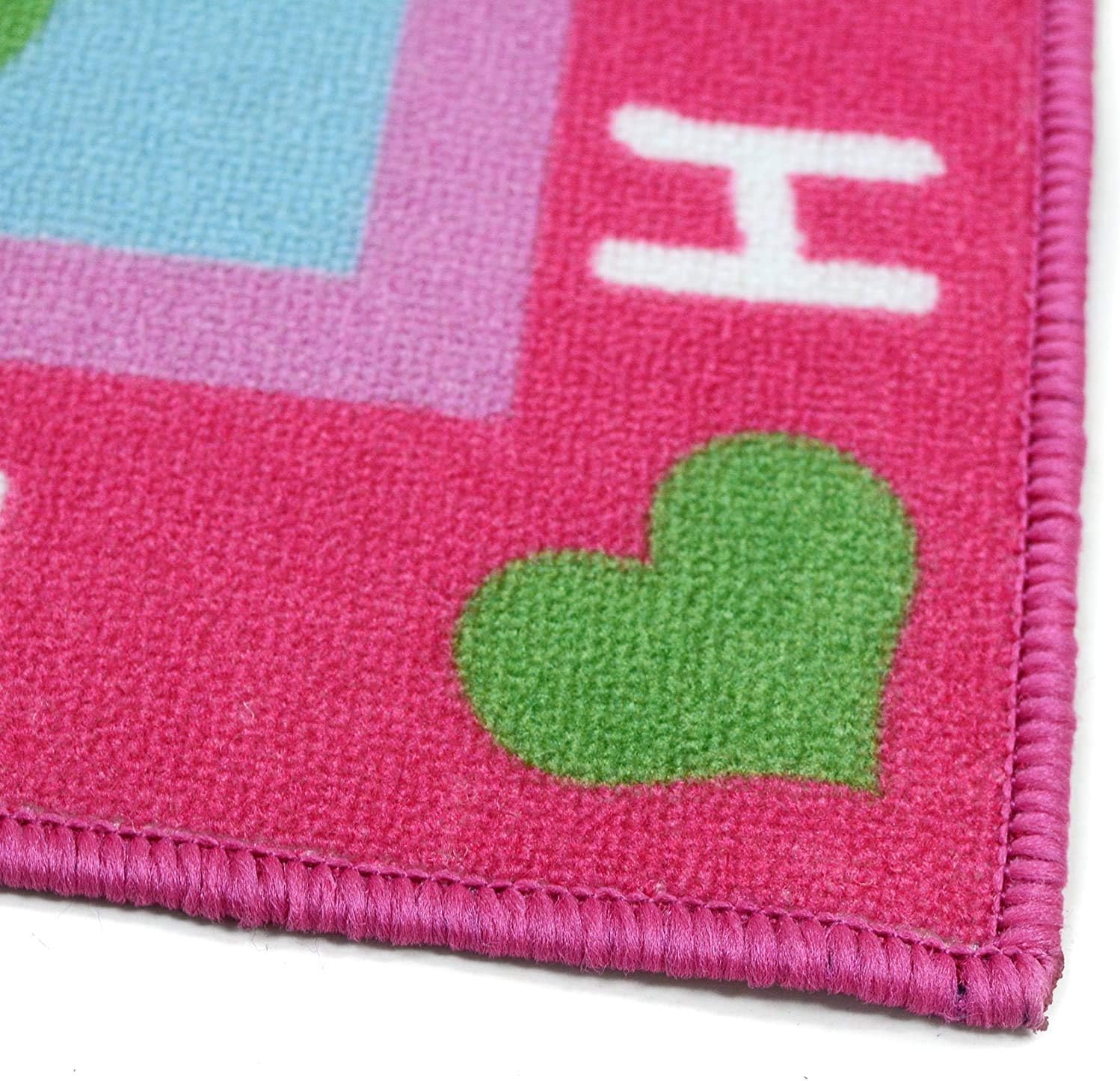 HUAHOO Pink Girls Hopscotch Rug, 39.4'' x 52''