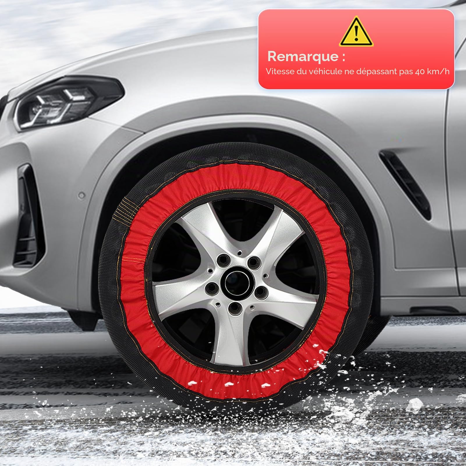 Chaussettes de Neige pour Pneus, Anti-glissement sans Tolérance au Bruit, Installation Facile à Installer, Douceur Douce sur le Moyeu de Pneu, épreuve à L'épreuve, Entraînement (6006)
