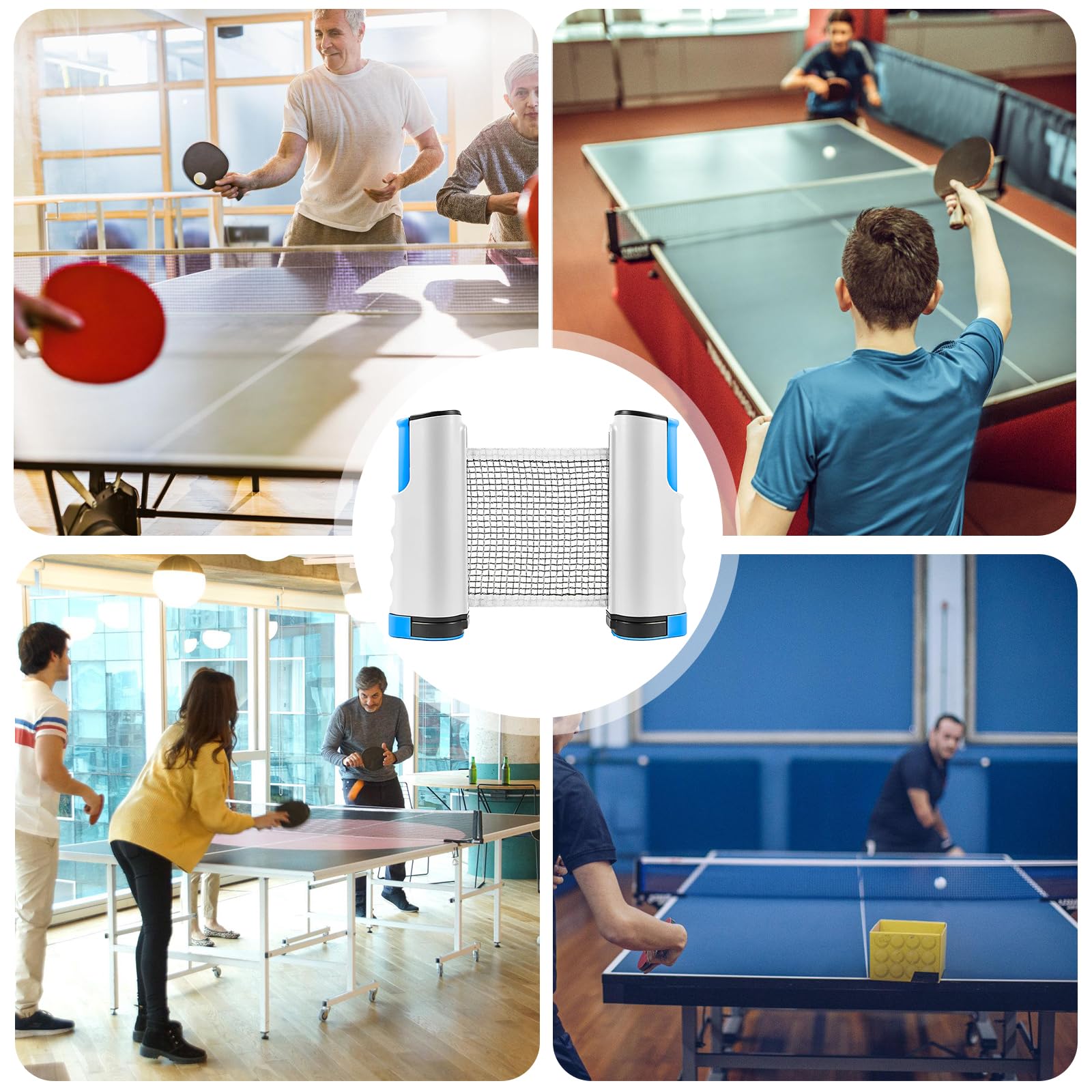 Rete da ping pong, rete da ping pong, 170 (max) x 20 cm, rete di ricambio retrattile, ideale per tipi di tavoli