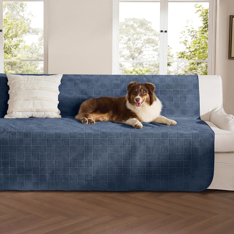 Bedsure Waterproof Couch Cover for Sofa and Dogs Quick Drying, 52x82IN | Waterproof Blanket Washable for Large Dogs Couch Sofa Bed Cozy, Lightweight Furniture Protector for Pet Cat, Navy