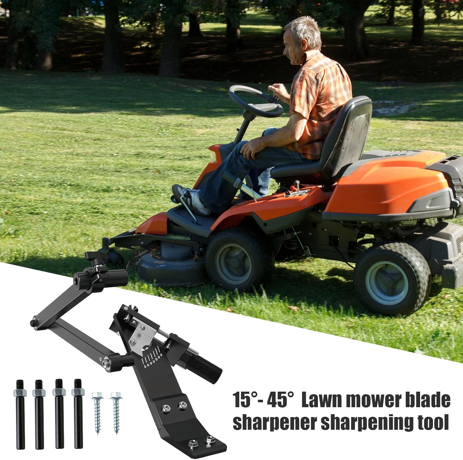 芝刈り機用カッターナー 角度調整可能,草刈り機用グラインダー研ぎ器 - 庭管理やアウトドア整備愛好家のための研ぎ工具