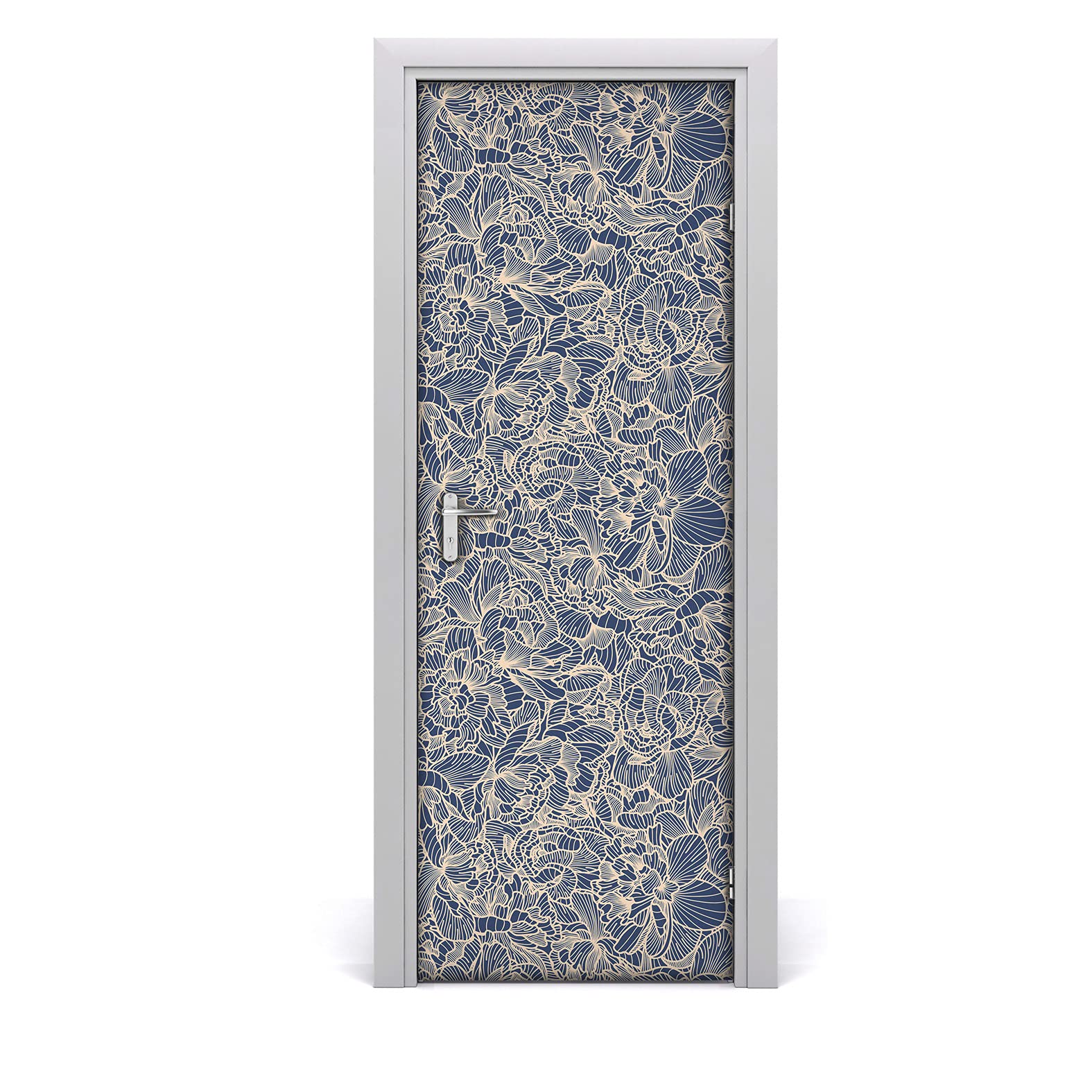 Papier peint de porte pour cacher les imperfections sticker mural fleuri étanche 70x200