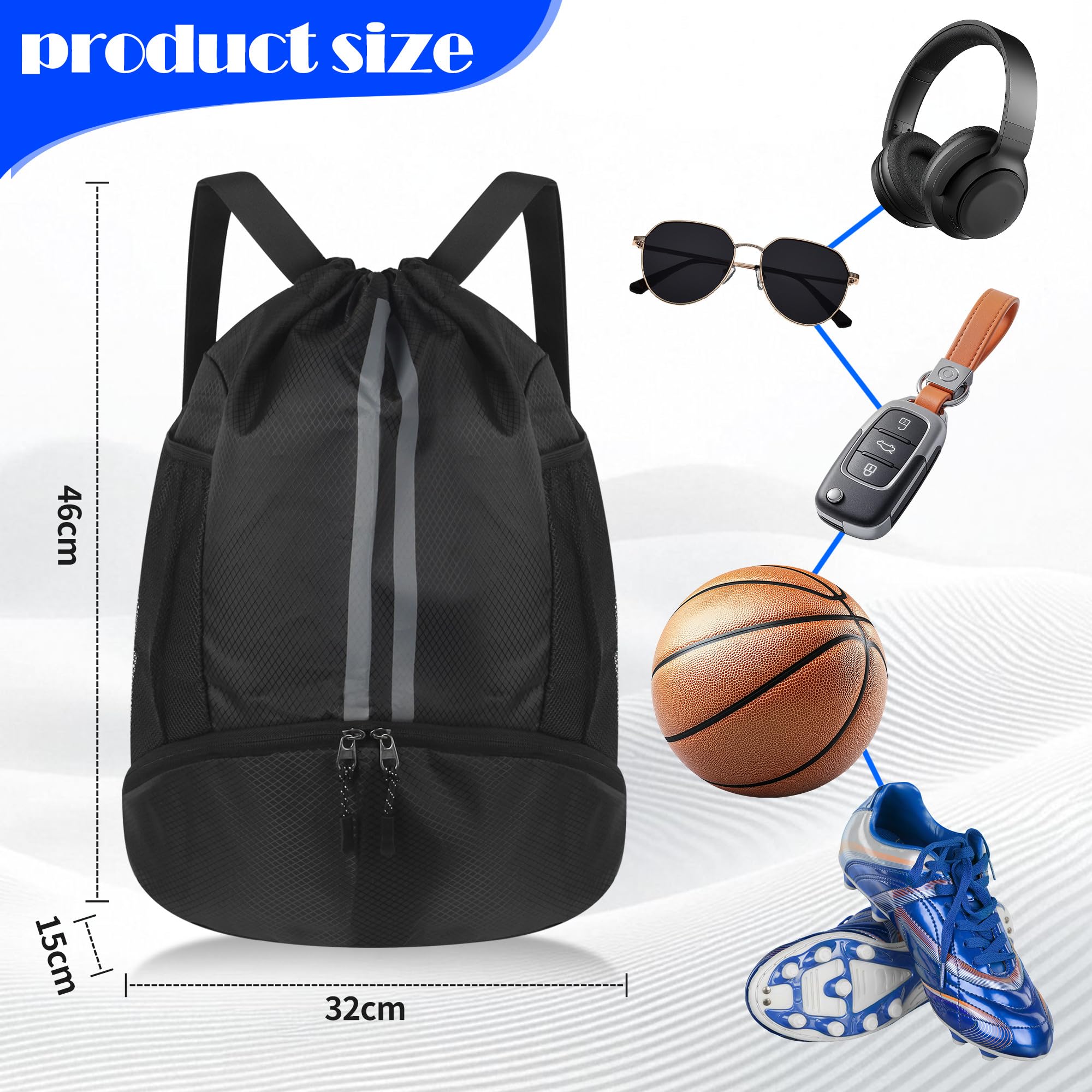 Blu  Zaino Sportivo Con Coulisse Impermeabile E Scomparto Per Scarpe Zaino Con Coulisse Impermeabile~p141193480