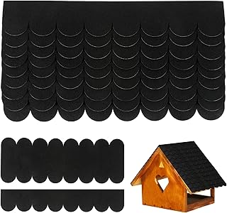 32 STK Dachschindeln für Vogelhaus, Dachpappe Selbstklebend Dachpappe Vogelhaus Schindeln Vogelhaus Bitumenschindeln für Nistkästen, Insektenhotels, Hundehütten, Kaninchenställe (Schwarz)
