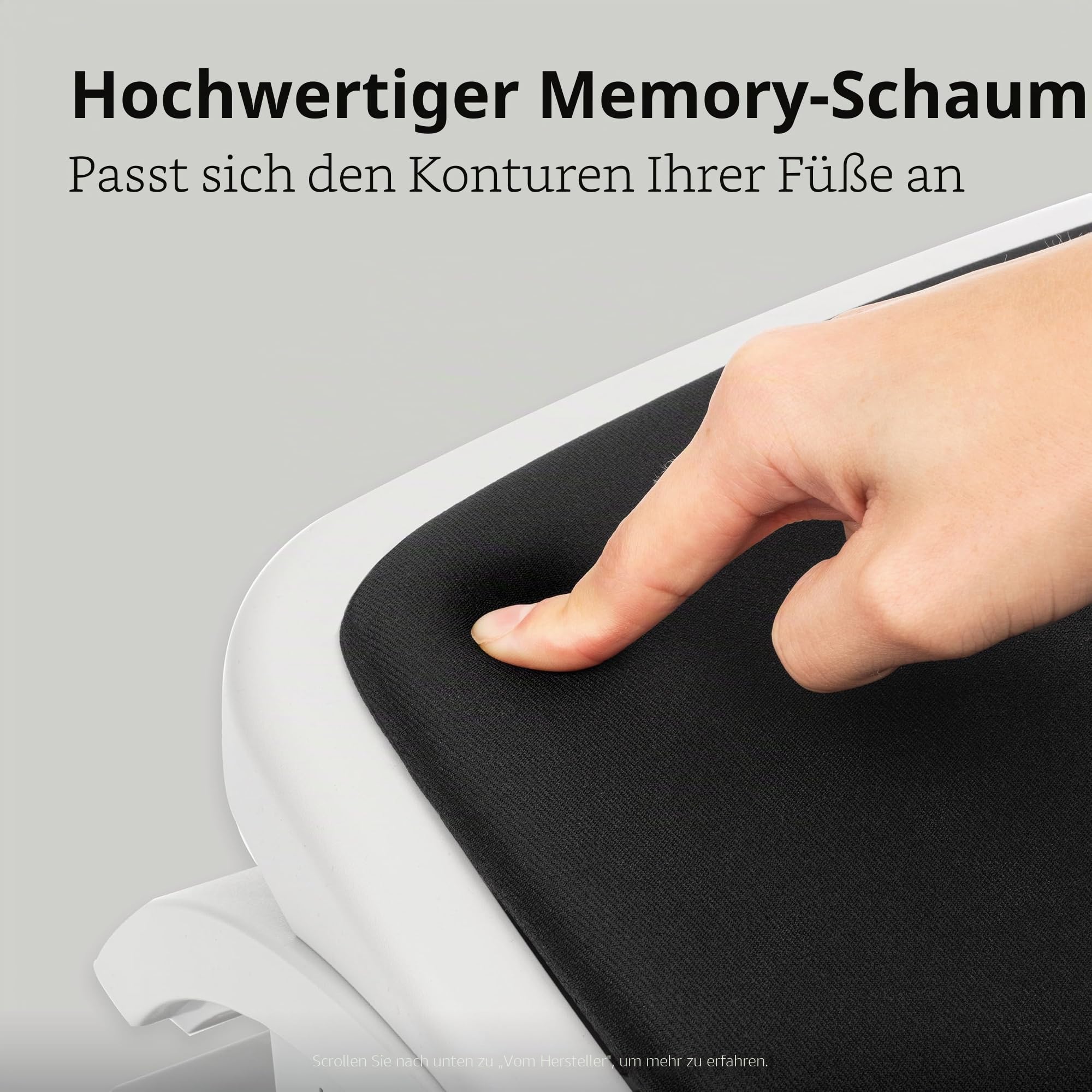 Kensington Smartfit K56144USF Fußstütze für unter dem Schreibtisch, Komfort-Memory-Schaum, winkel- und höhenverstellbare Fußstütze, rutschfester Fußhocker für unter dem Schreibtisch, Weiß/Schwarz