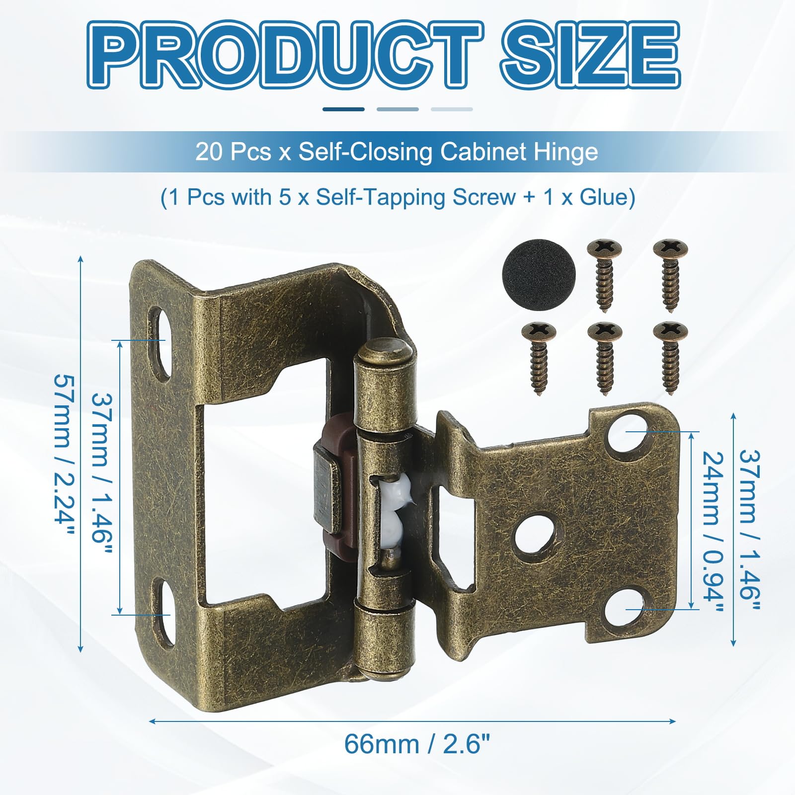 PATIKIL Self-Closing Cabinet Hinges Semi-Overlay 1/2 Inch - Image 2