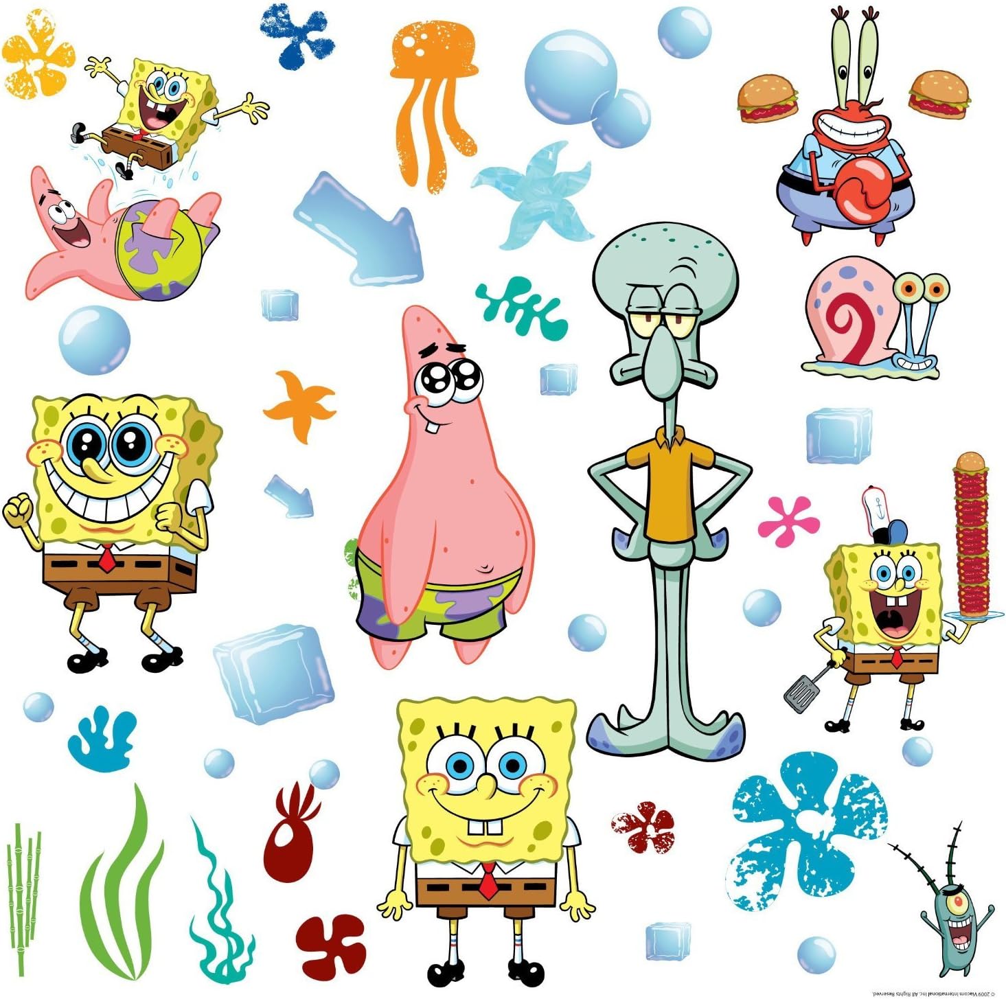 RoomMates RMK1380SCS Spongebob Squarepants Peel and Stick Wall Decals 10 inch x 18 inch