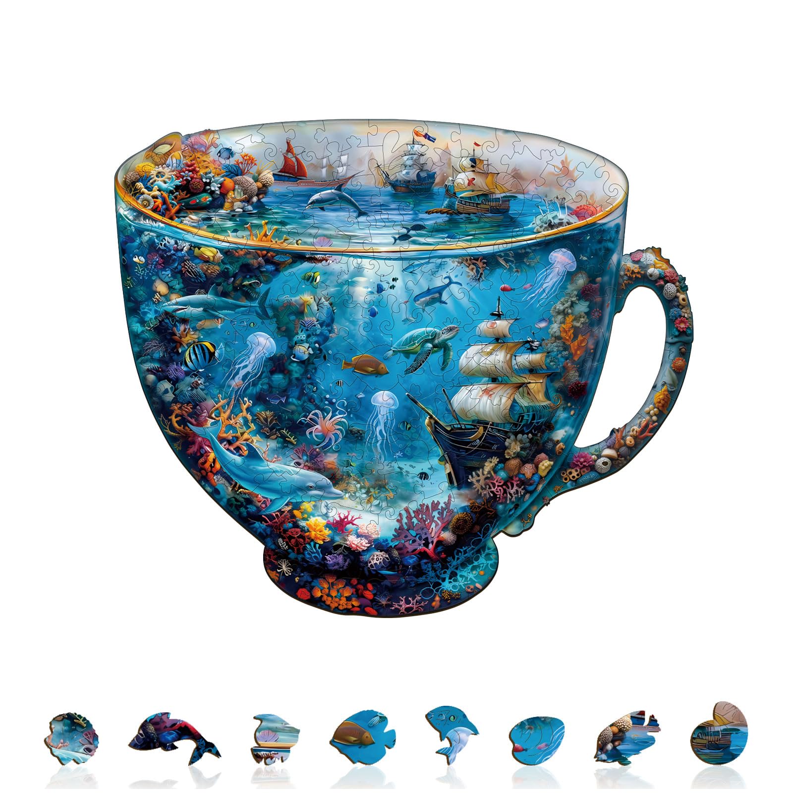 WOODBESTS Wooden Puzzles for Adults, Ocean Odyssey Wooden Puzzle, Irregular Unique Puzzles, Beautiful Gifts for Puzzle Lovers (13.4 * 11.5 in 230pcs)
