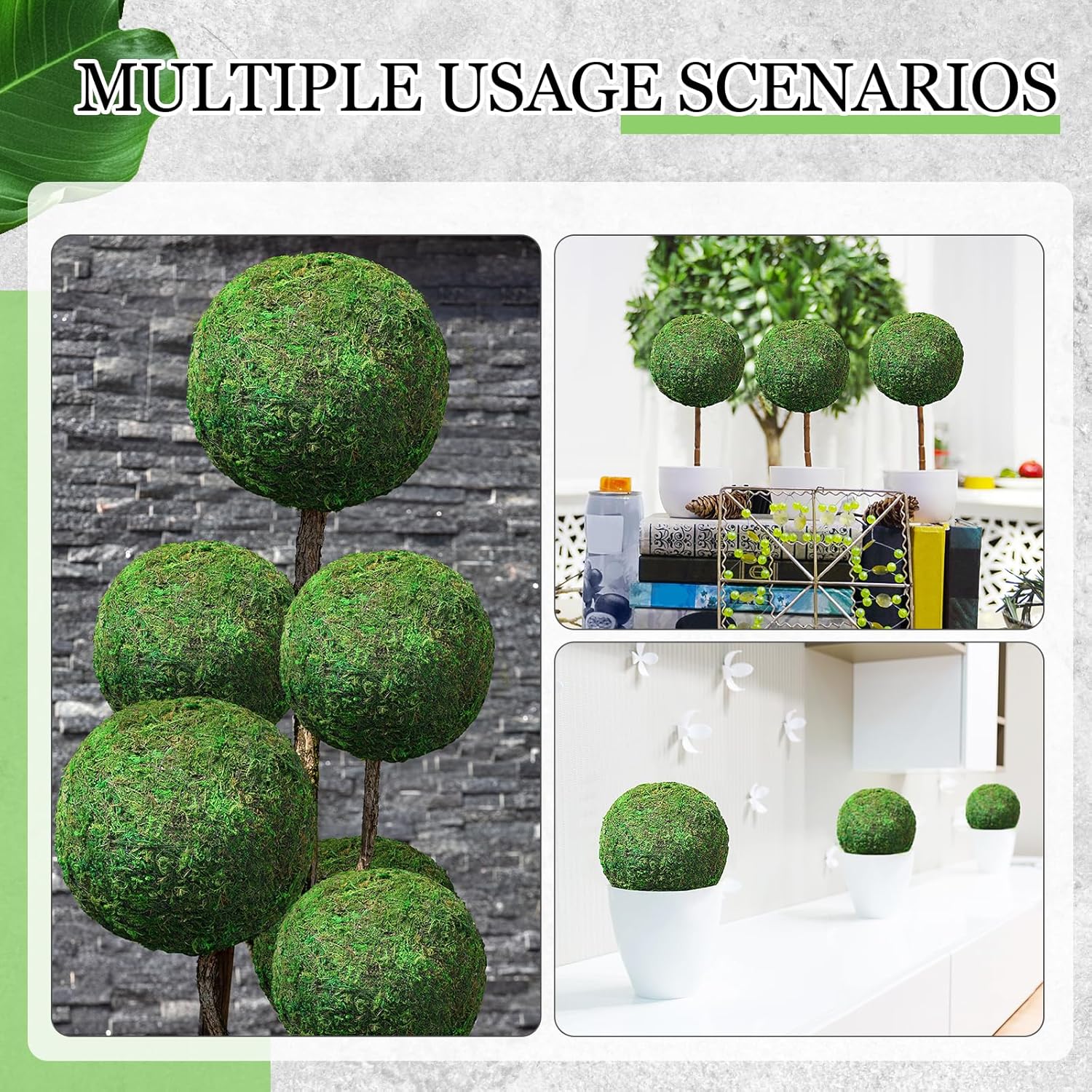 4 Pcs Large Green Moss Balls Artificial Moss Balls Spring Vase Bowl Fillers Hanging for Spring Home Wedding Garden Farmhouse Autumn Table Centerpieces Indoor Outdoor Decor (5.9'')