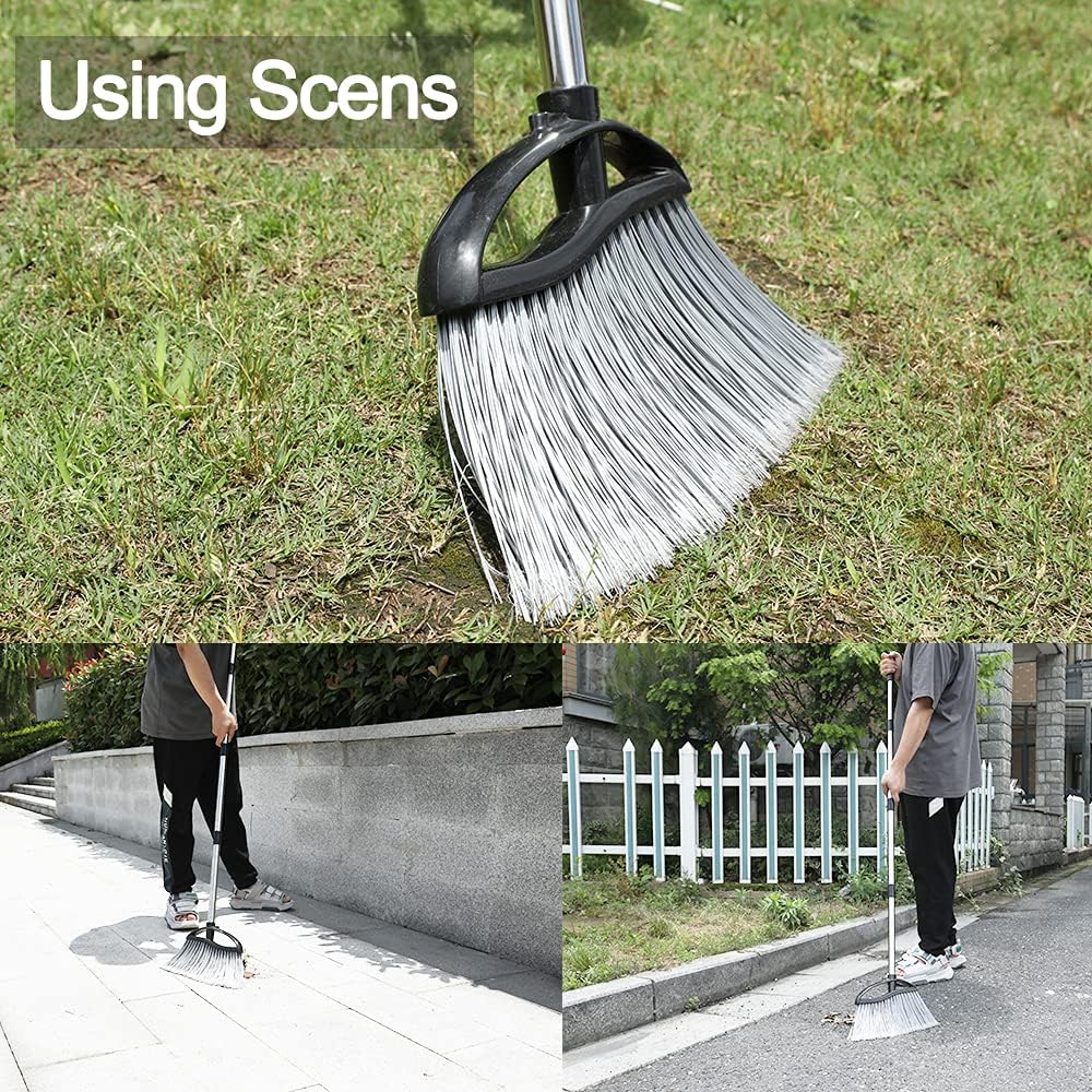 Heavy-Duty Broom Outdoor Commercial Perfect for Courtyard Garage Lobby Mall Market Floor Home Kitchen Room Office Rubbish 57Inch : Health & Household