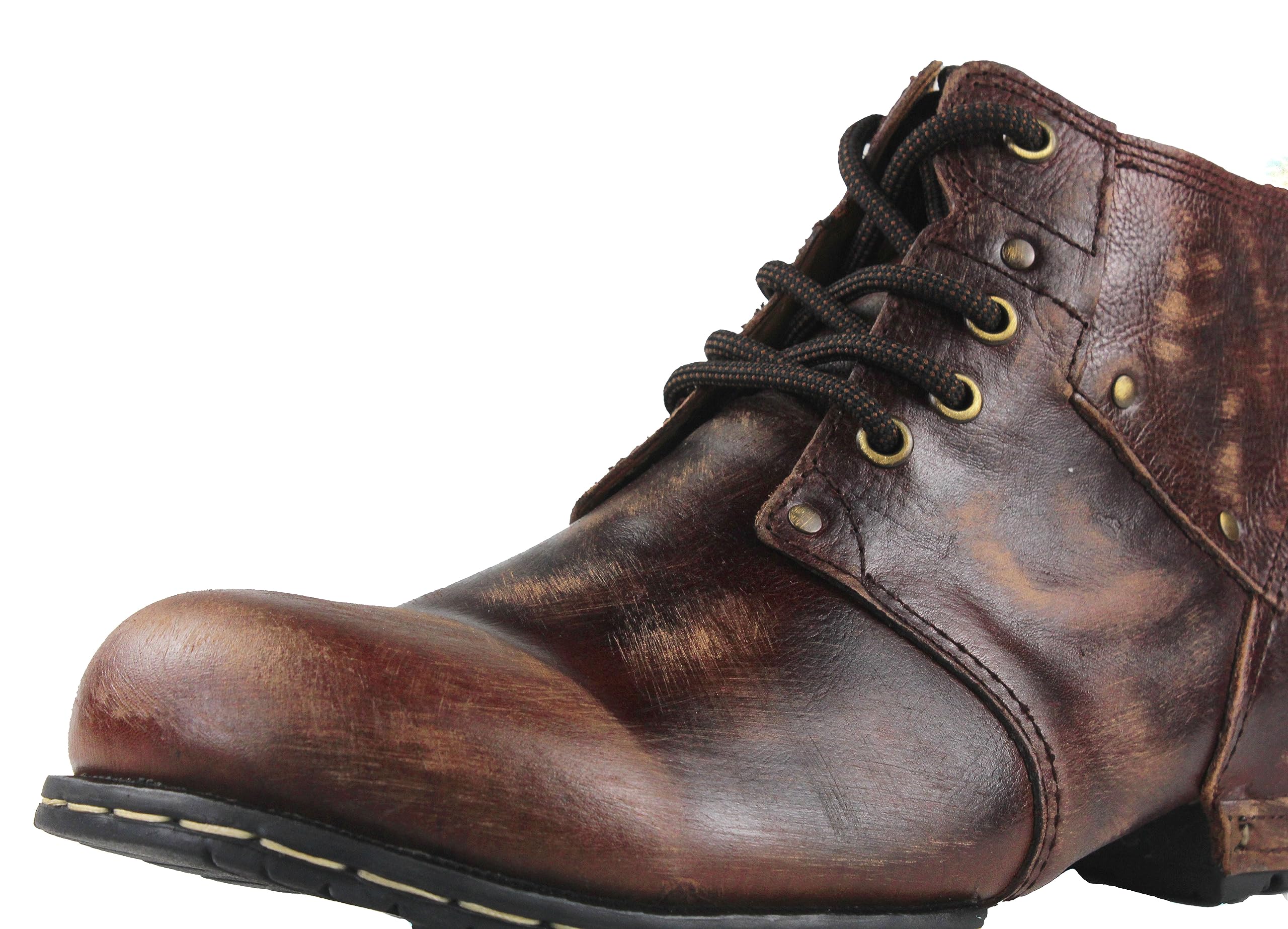 OSSTONE Herren Leder chukkastiefel Worker Biker Boots-Motorrad-Leder-Schuhe für Schnürstiefeletten Boots OS-6015-1-A-R