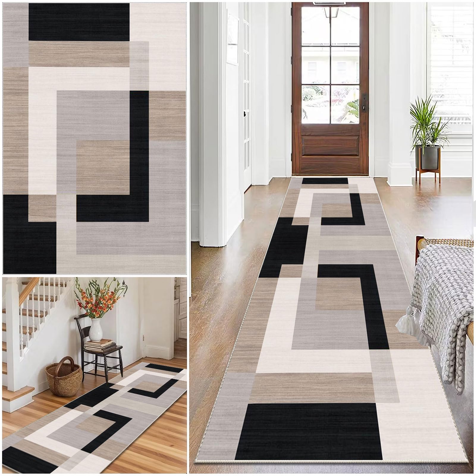 Carpet Runner for hallways Kitchen Runners Non Slip Washable Hallway Runner Long Hall Runner Kitchen Mats Rug Runners for Hallways Bedside Rugs for Bedrooms Entrance Laundry Bedroom 110 x 300 cm