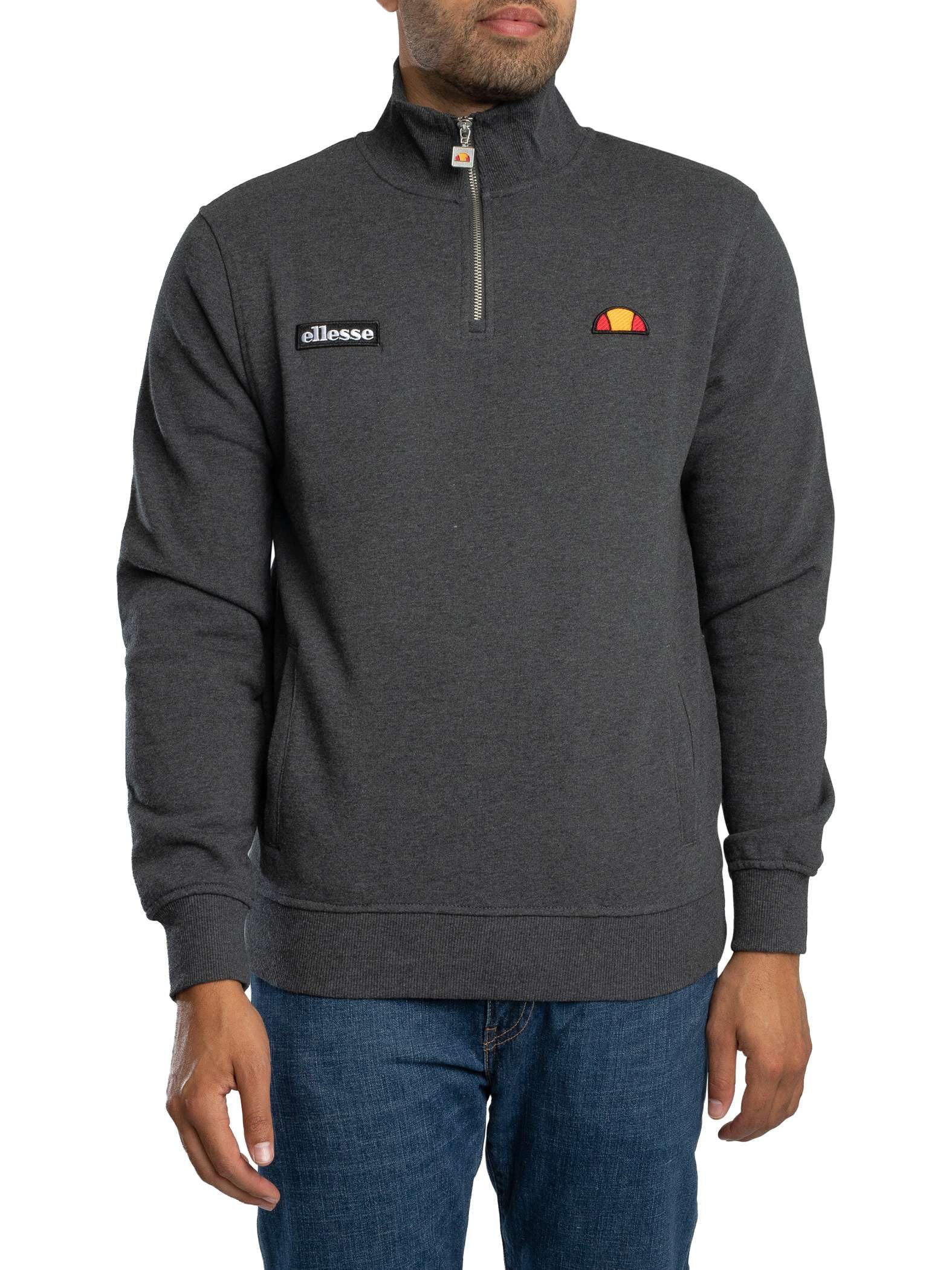 Ellesse Men's Pelegrini 1/4 Zip Sweatshirt, Charcoal Marl, M