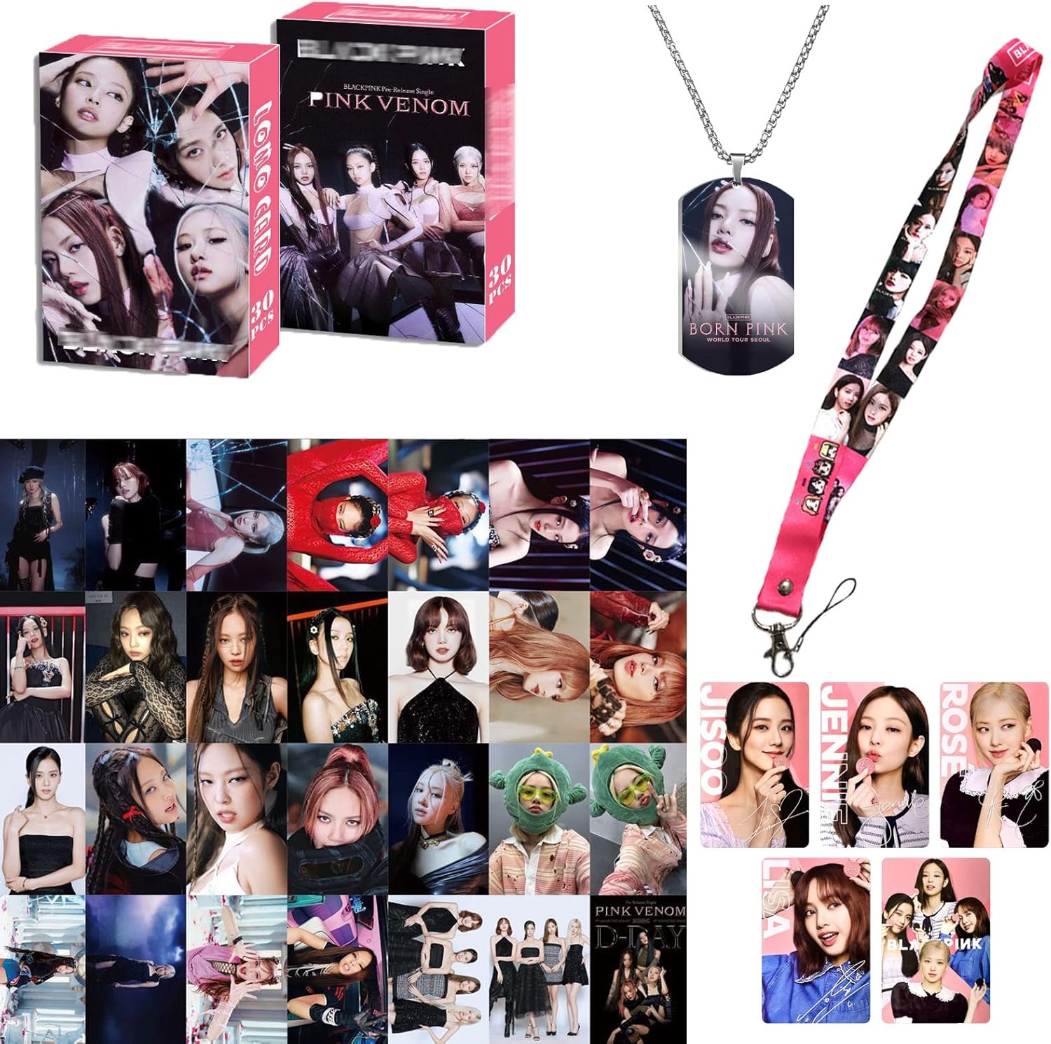 Kit Regalo Blackpink - 151 Pezzi Per Fan, Include Adesivi, Carte Polaroid, Collana, Portachiavi E Più - Foto 8