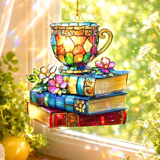 Stained Glass Ornament for Book Lovers