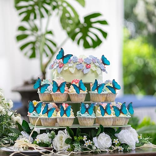 Miniatura 7 de Gyufise 48 piezas comestibles de mariposa para tartas, decoración de cupcakes de mariposa, papel de oblea comestible, mariposas, decoración de