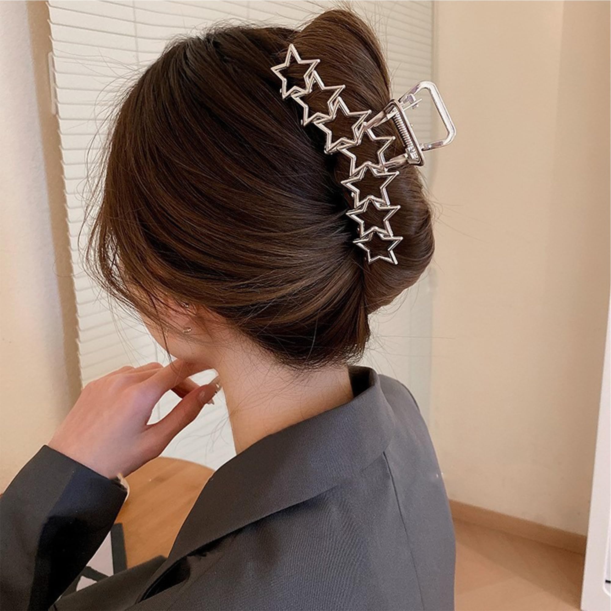 Amazon.co.jp: メタルヘアクリップ | 星型のバンスクリップ | 大きな爪