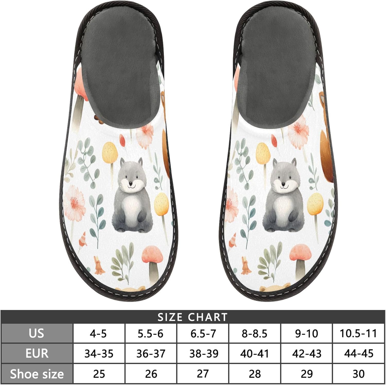 Cute Raccoon Squirrel House Slippers – Cozy Fuzzy Slippers for Guests, Washable & Disposable, Perfect for Shoeless Home, Spa & Hotel Use A111982